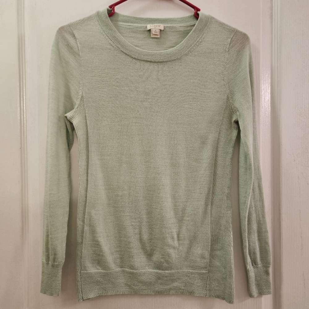 J. CREW mint green crew neck sweater women's size S Small Petite pullover